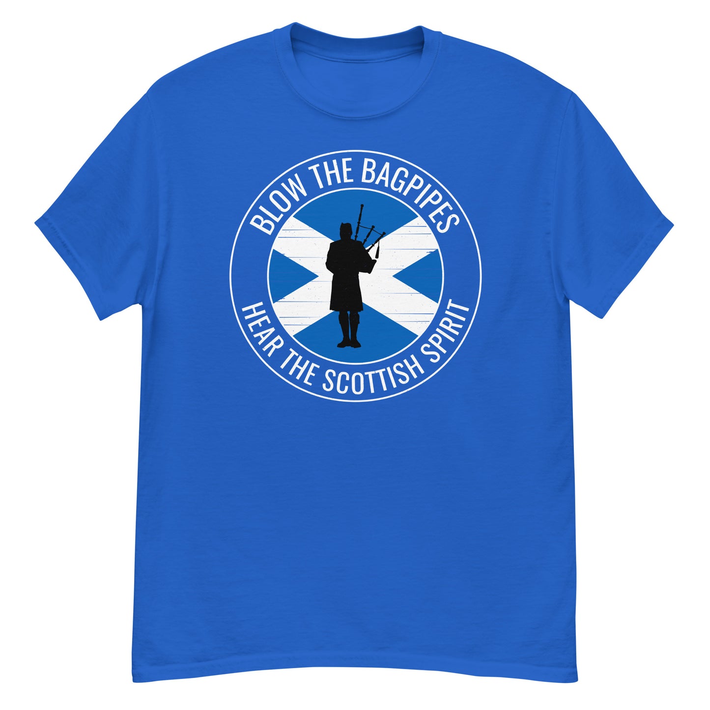 Scottish Flag Bagpipe T-Shirt - Blow the Bagpipes, Hear the Scottish Spirit