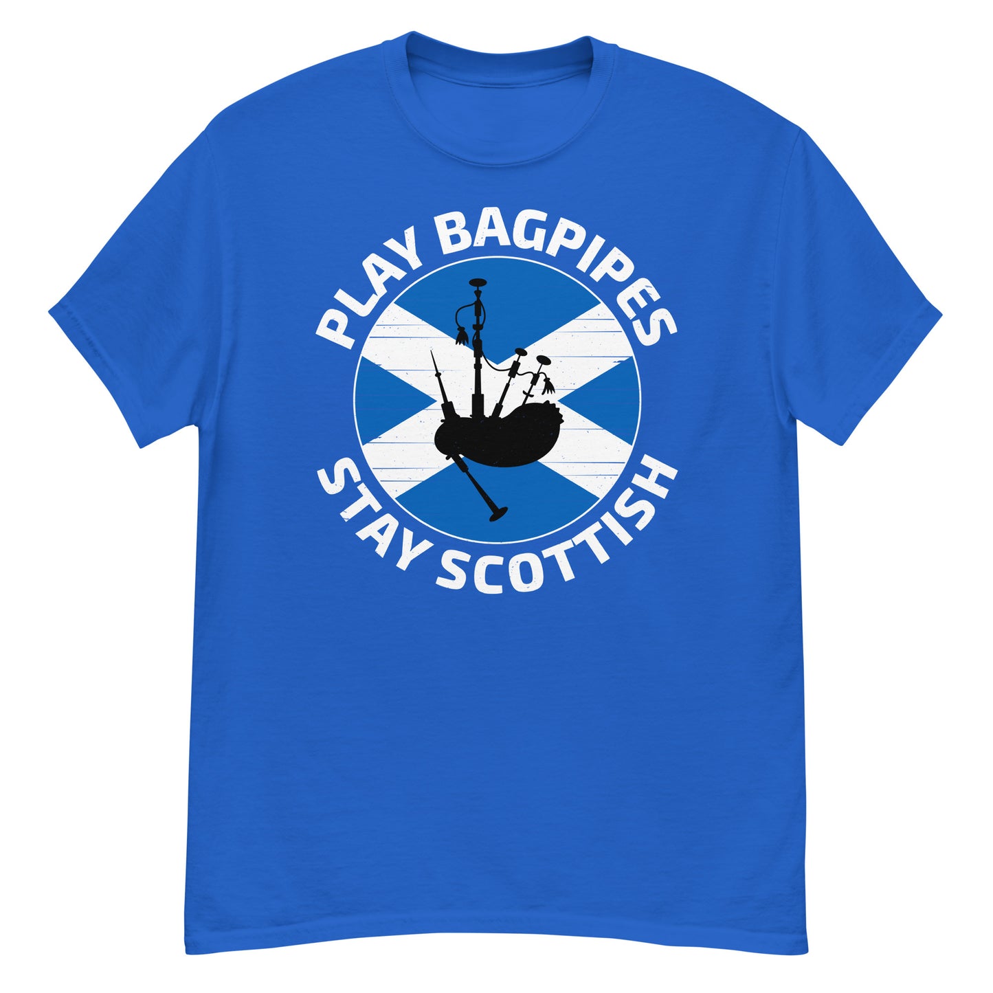 Scottish Flag Bagpipe T-Shirt: Play Bagpipes, Stay Scottish