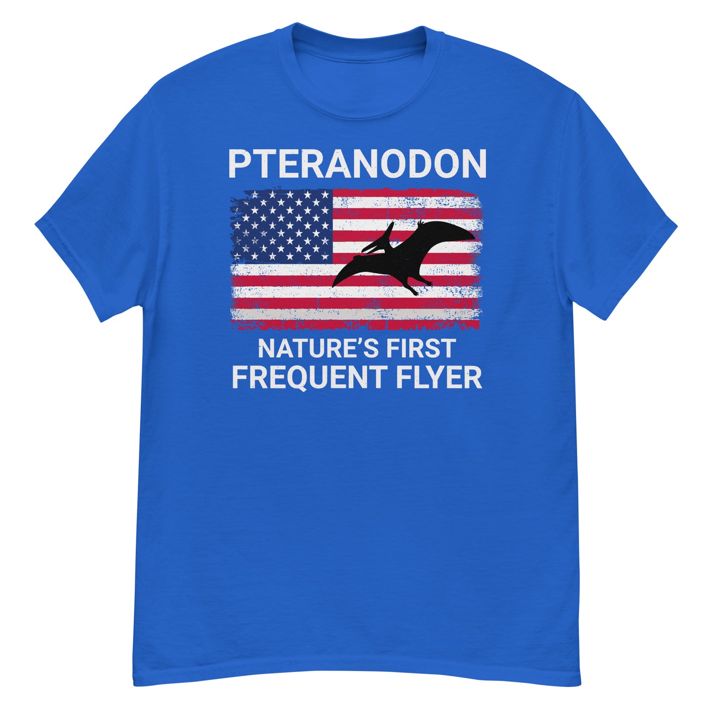 Camiseta con dinosaurio de la bandera estadounidense: Pteranodon: el primer viajero frecuente de la naturaleza