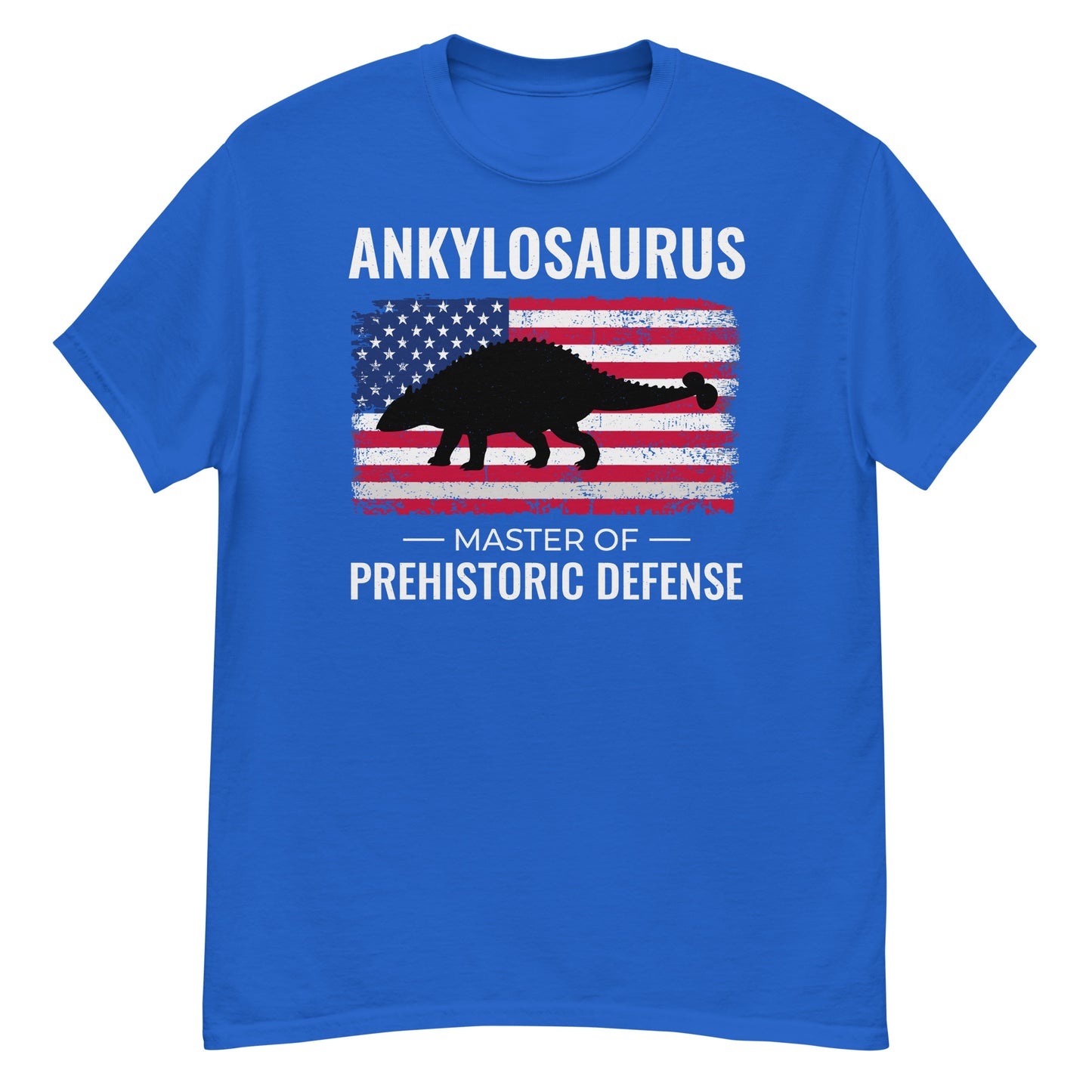 Camiseta con la bandera estadounidense de dinosaurio: Ankylosaurus, maestro de la defensa prehistórica