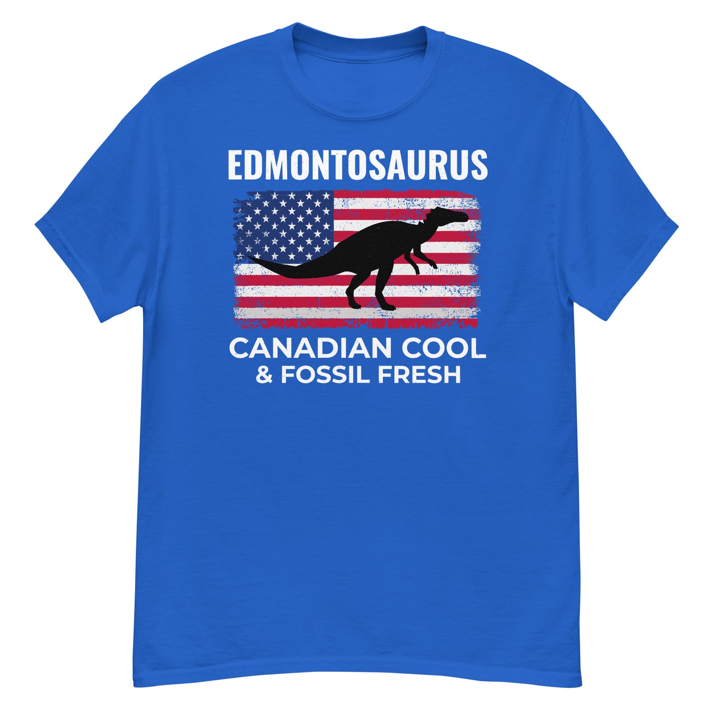 Camiseta con dinosaurio de la bandera estadounidense: Edmontosaurus - Canadian Cool and Fossil Fresh