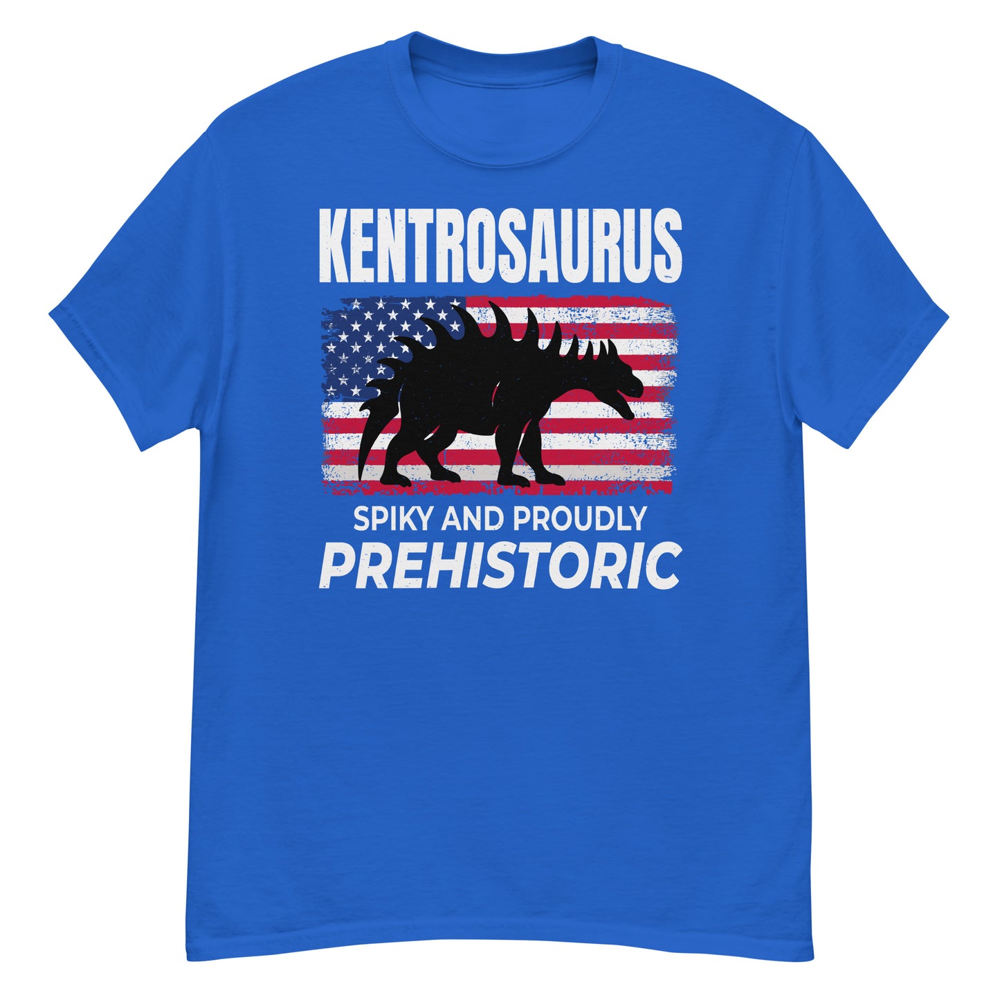 Camiseta con la bandera estadounidense del dinosaurio Kentrosaurus: puntiaguda y orgullosamente prehistórica